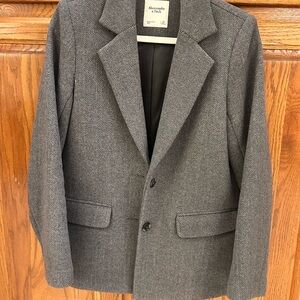 Abercrombie & Fitch Charcoal Herringbone Blazer